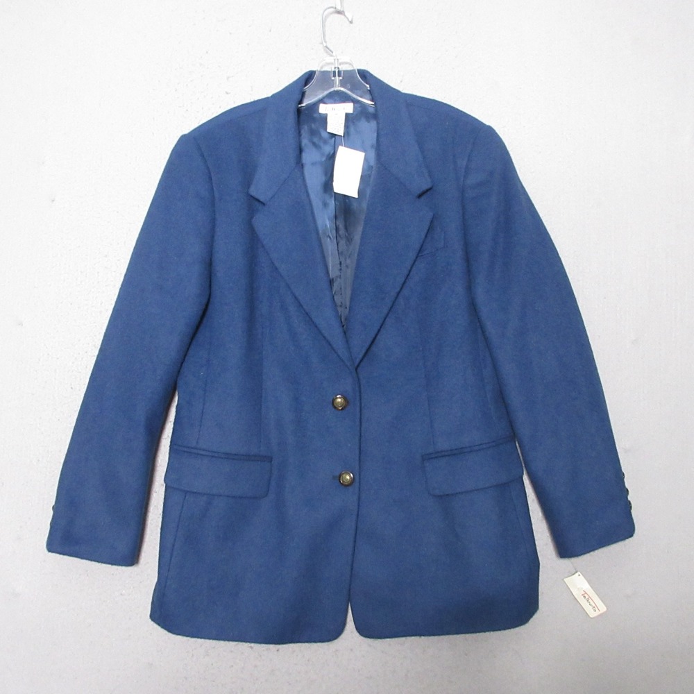 Vintage Talbots Blazer 16 Blue Camel Hair Italy Quality Quiet Luxury Timeless